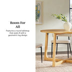 Middlebrook Modern Round Solid Wood Dining Table With Geometric Legs