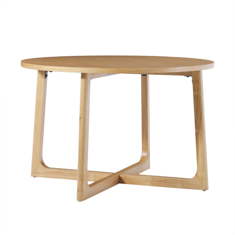 Middlebrook Modern Round Solid Wood Dining Table With Geometric Legs