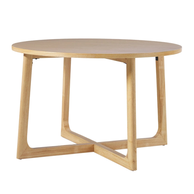 Middlebrook Modern Round Solid Wood Dining Table With Geometric Legs
