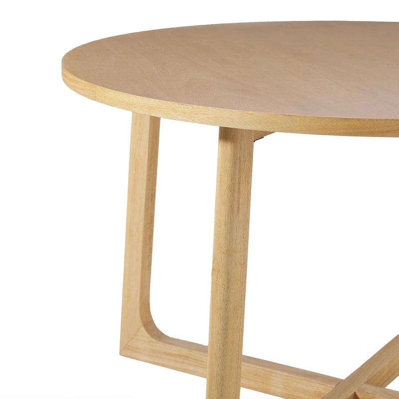 Middlebrook Modern Round Solid Wood Dining Table With Geometric Legs