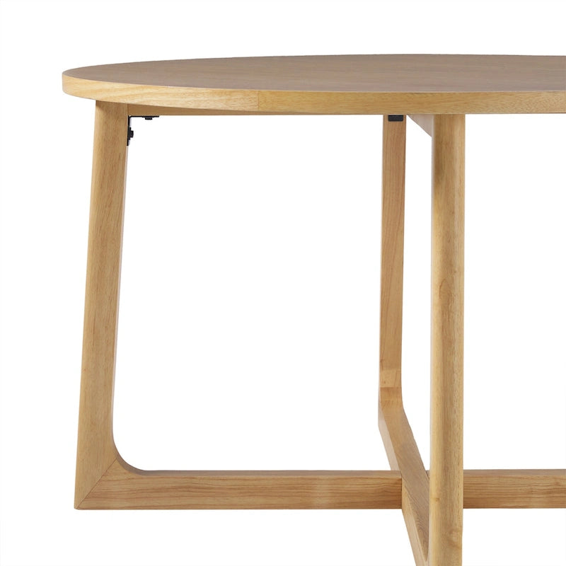 Middlebrook Modern Round Solid Wood Dining Table With Geometric Legs