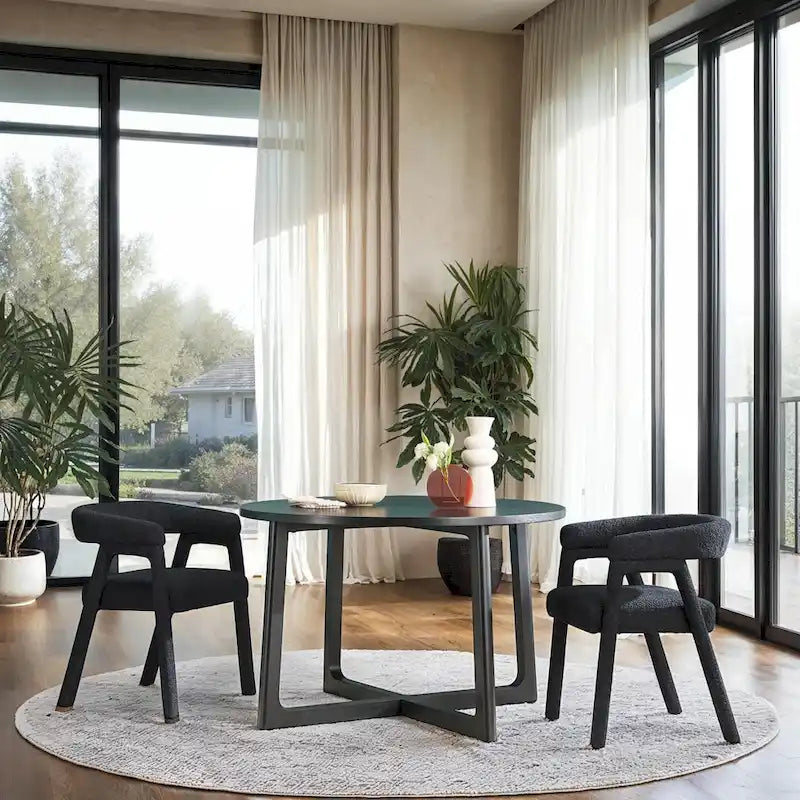 Middlebrook Modern Round Solid Wood Dining Table With Geometric Legs