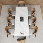 9 - Piece 94.48  Rectangular Extendable Sintered Stone Dining Table with 8 Faux leather Chairs Dining Set