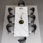 9 - Piece 94.48  Rectangular Extendable Sintered Stone Dining Table with 8 Faux leather Chairs Dining Set
