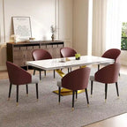 9 - Piece 94.48  Rectangular Extendable Sintered Stone Dining Table with 8 Faux leather Chairs Dining Set